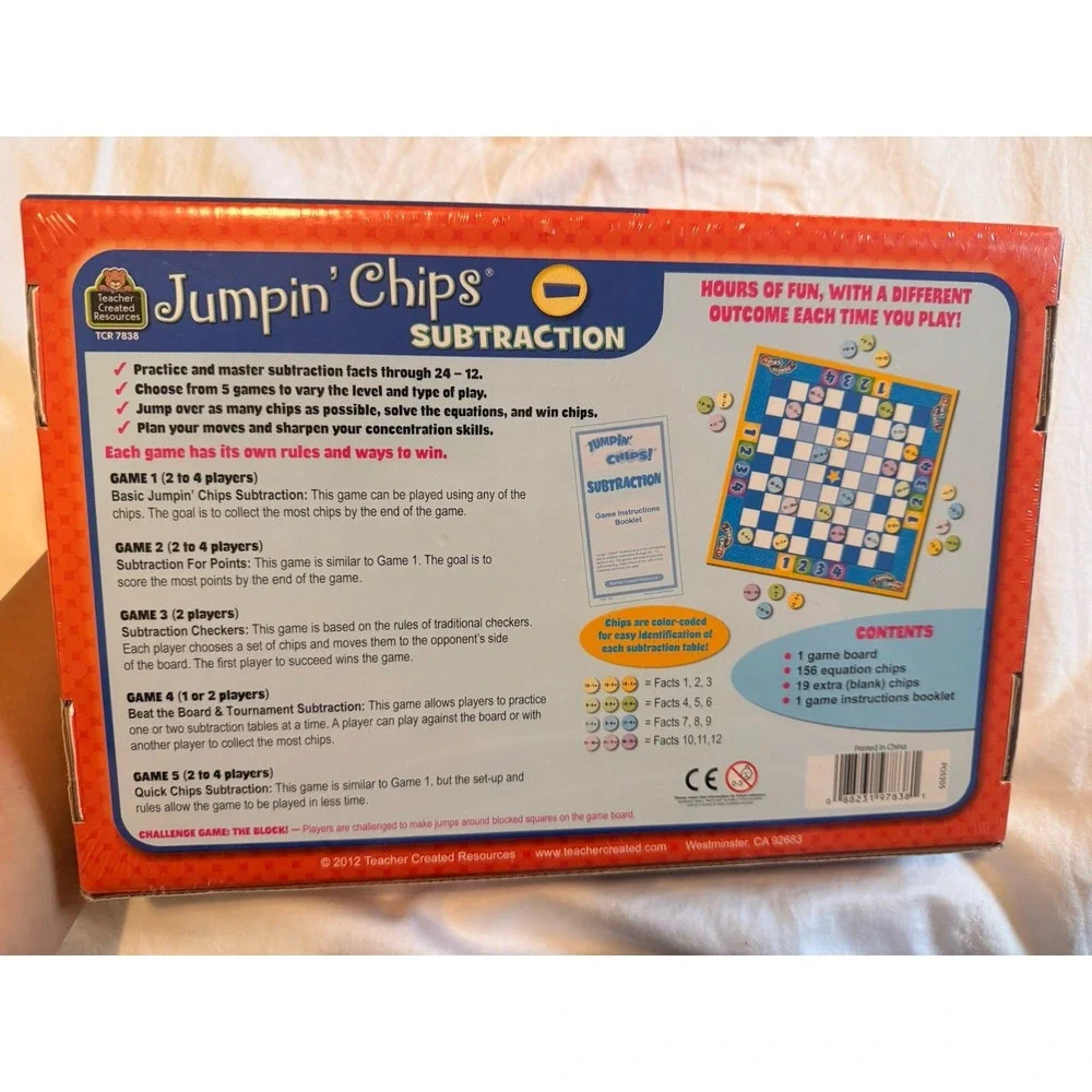 Teacher Created Resources Jumpin' Chips Subtractions Game Ages 7+, Grade 1st 2nd